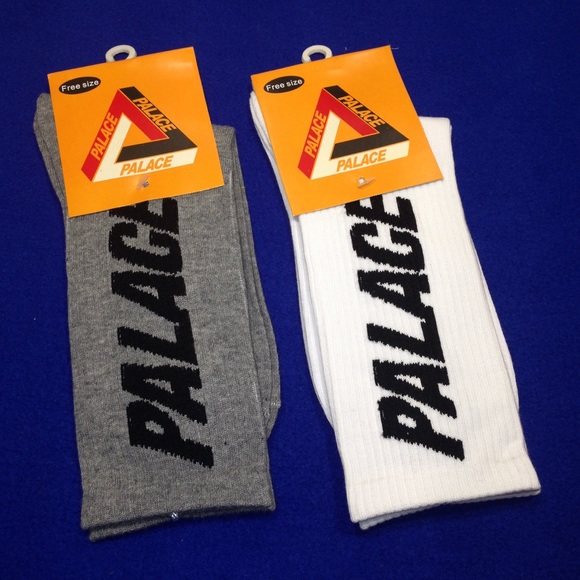 Palace Socks 2 Pair Gray White - Picture 1 of 1